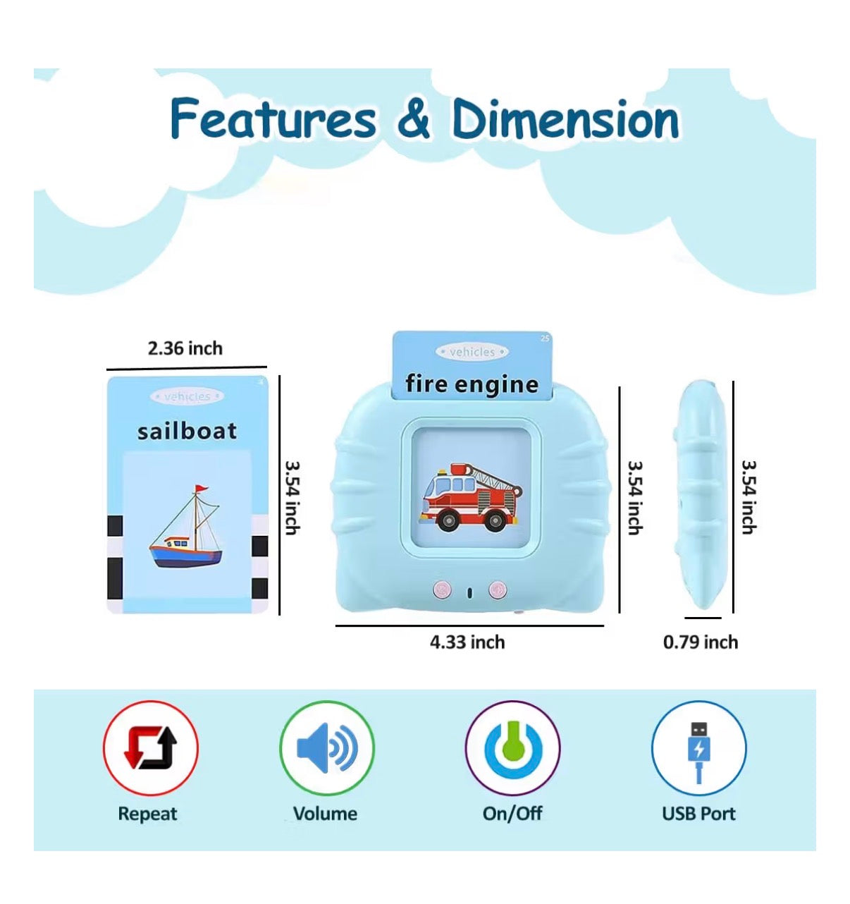 Kids Talking Flash Card Learning Device | Montessori Educational Toy | 112 Cards | Age 2+