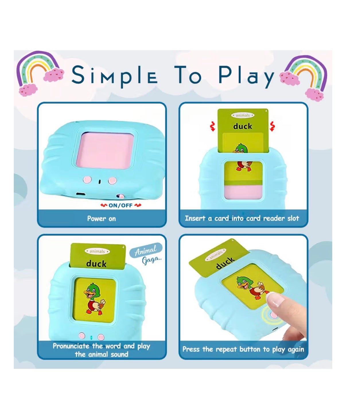 Kids Talking Flash Card Learning Device | Montessori Educational Toy | 112 Cards | Age 2+