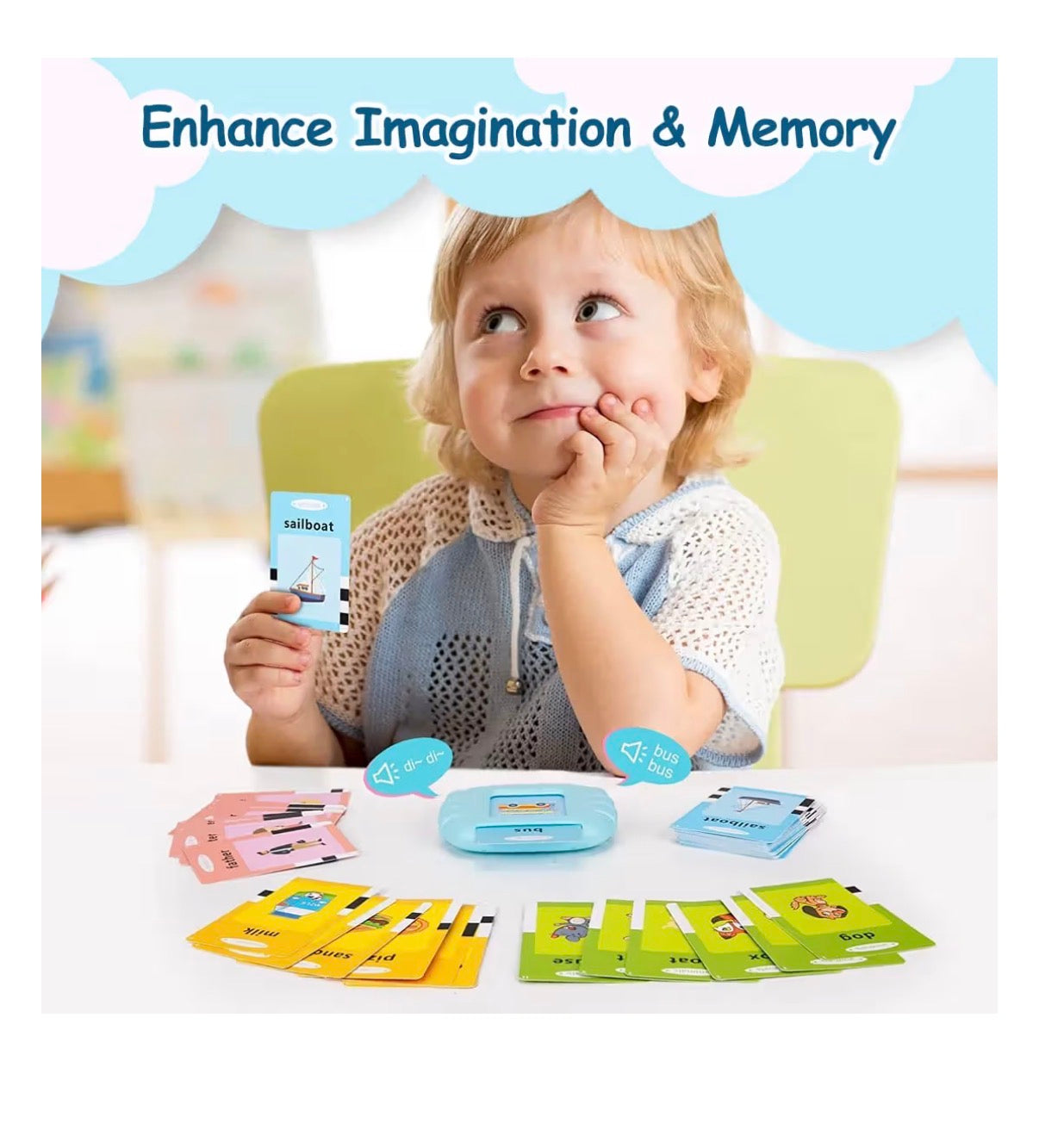 Kids Talking Flash Card Learning Device | Montessori Educational Toy | 112 Cards | Age 2+