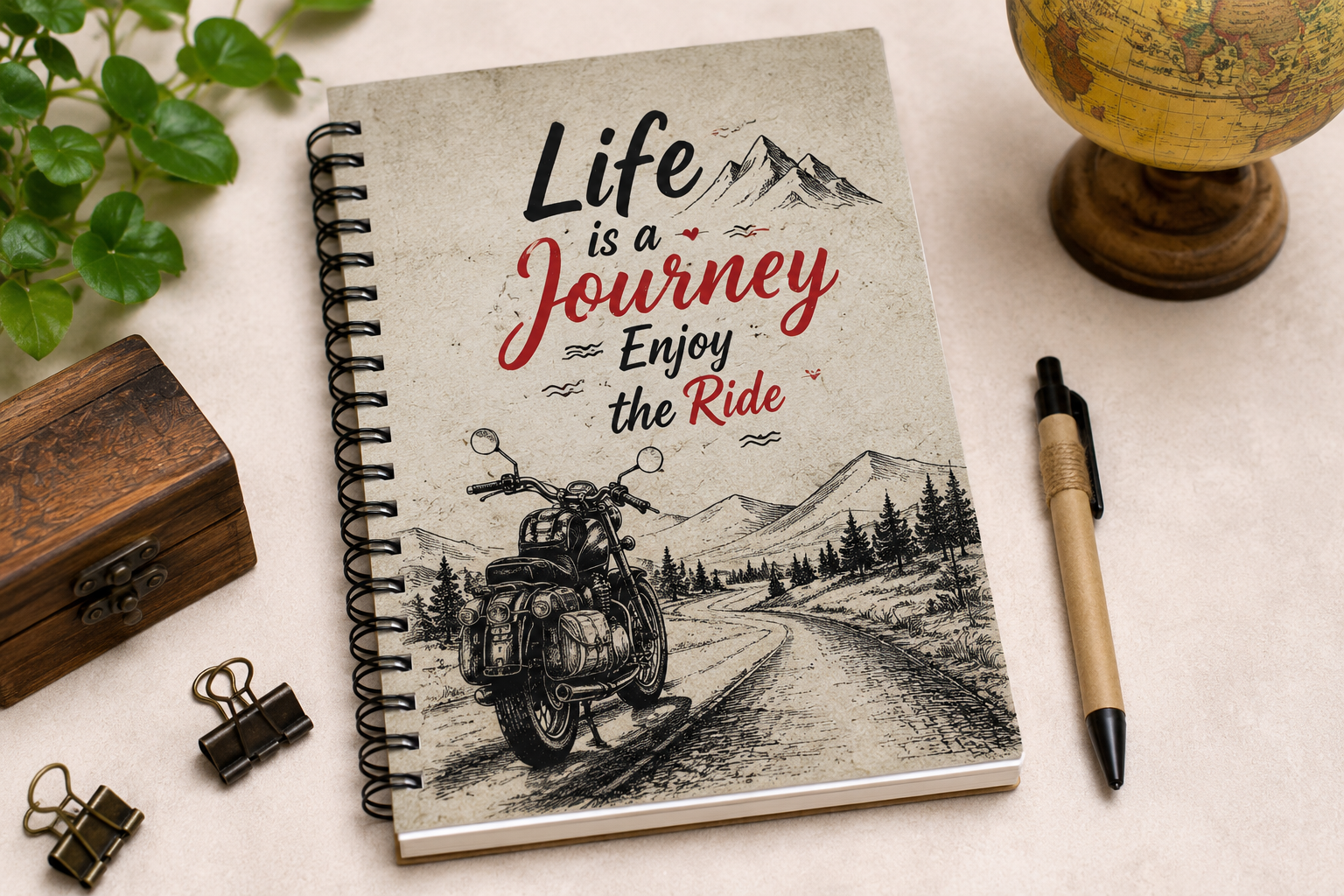 Life is a Journey spiral notebook with eco-friendly handmade paper pages by Giftopia Kids
