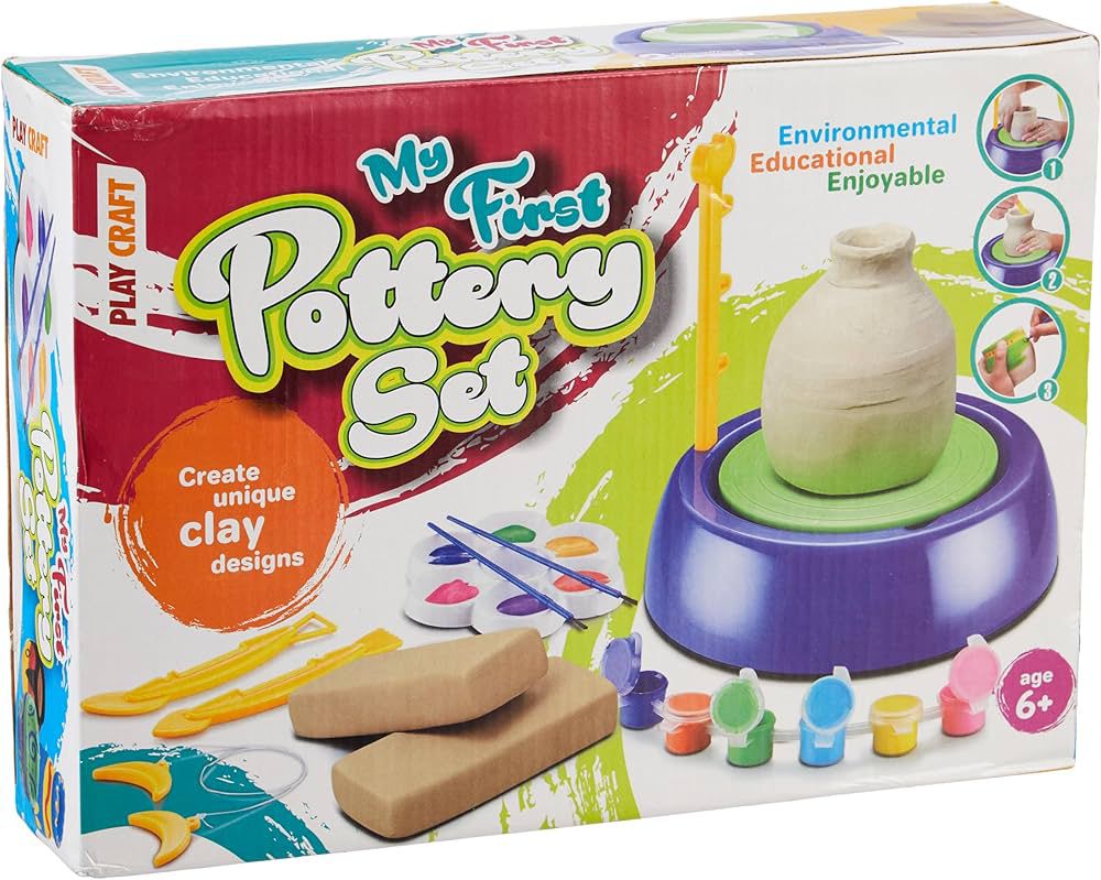 Kids Pottery Wheel Clay Craft Set for Children | DIY Art & Craft Toy with Paints & Tools | Educational Creative Activity Kit (Age 6+)